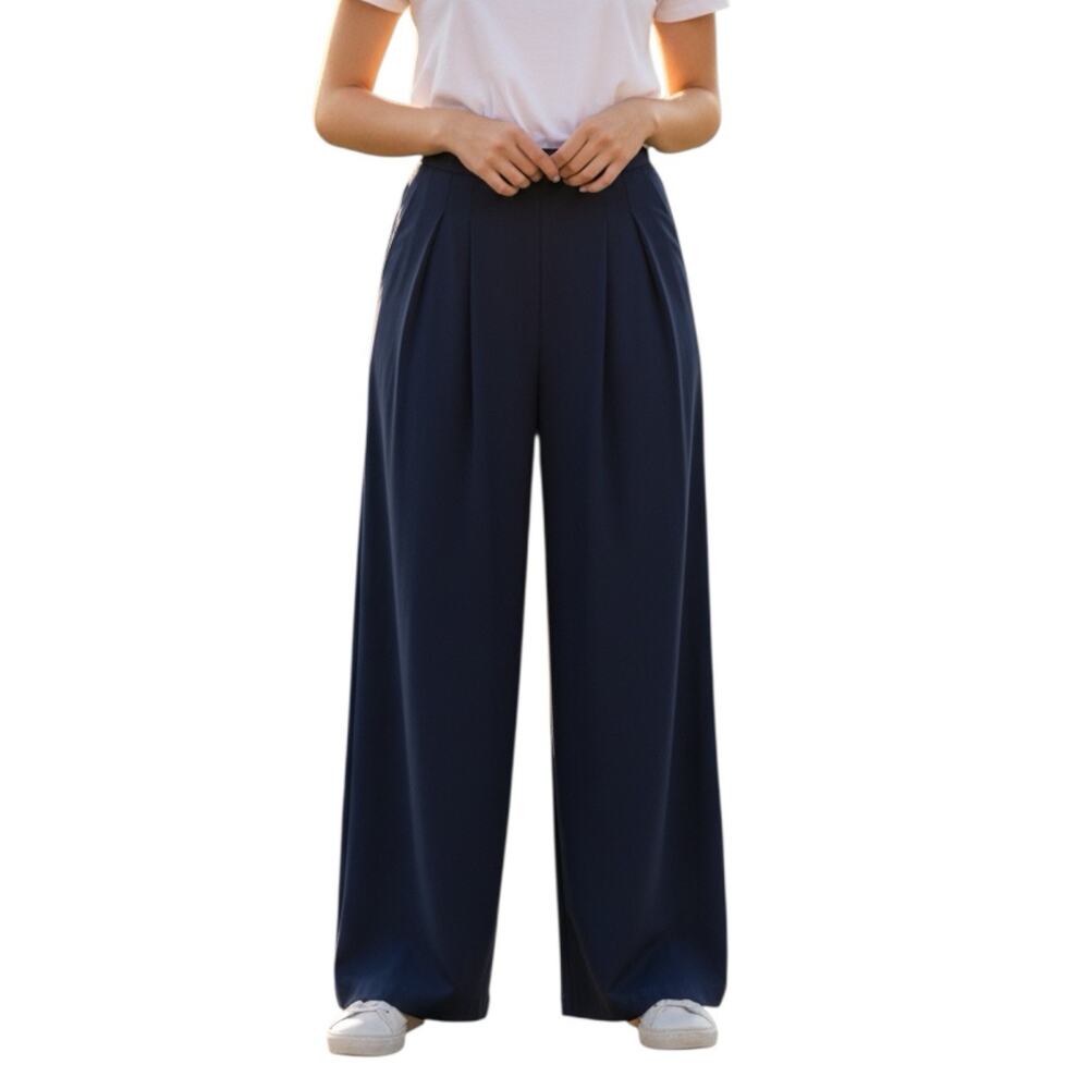 NWT Halara Navy Blue Breezeful High Waisted Side Pocket Shirred Wide Leg Pant XS